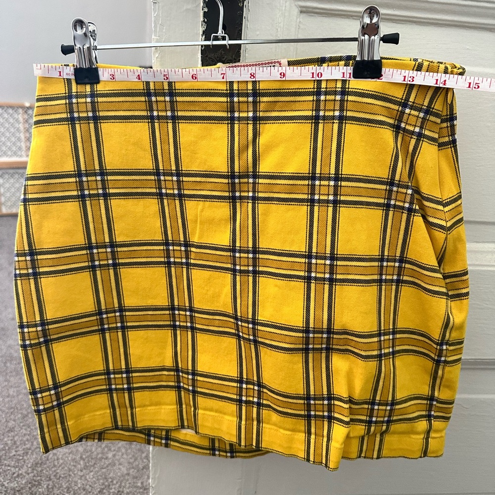 Guess Yellow and Black Plaid Mini Skirt